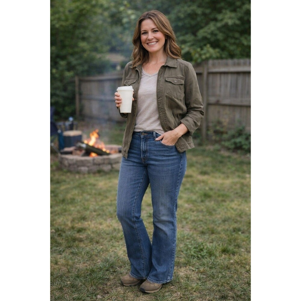 Natural Reflections Women’s Bootcut Jeans 10P Petite Medium Wash Embroidered...